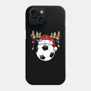 Soccer Ball With Santa Hat Reindeer Antlers Christmas Lights Phone Case