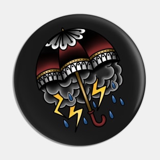 Traditional Tattoo Stormy Cloud Umbrella Pin