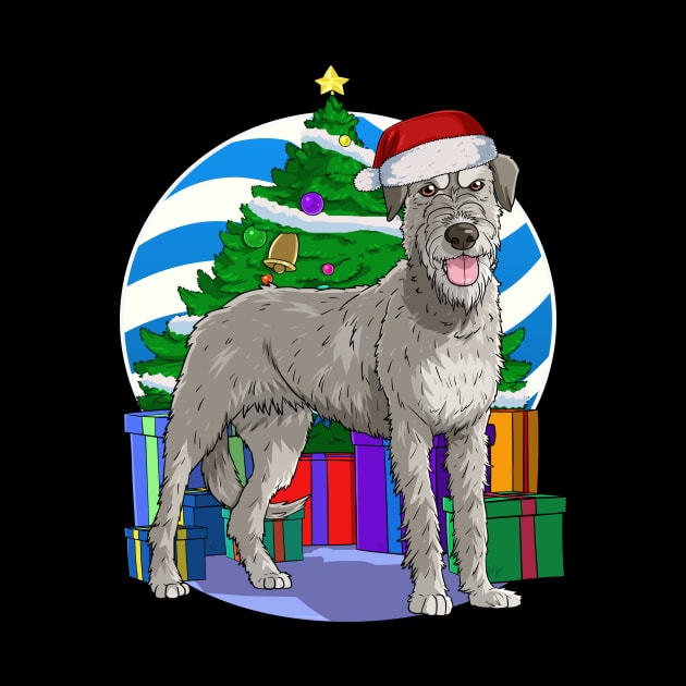 Irish Wolfhound Dog Cute Santa Christmas Gift by Noseking