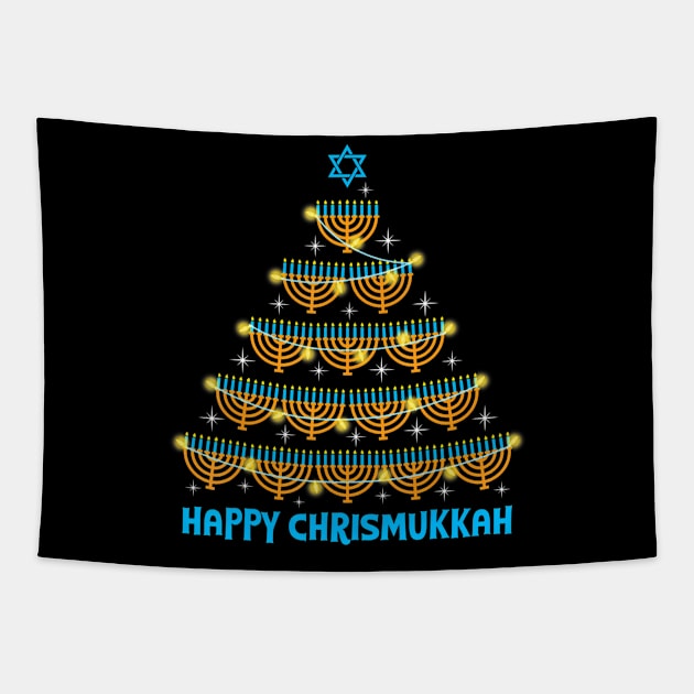 Happy Chrismukkah Menorah Christmas Tree Hanukkah Sleep Tapestry by eylaaadamf