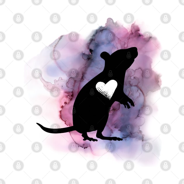 Rat with Heart Watercolor by TrapperWeasel