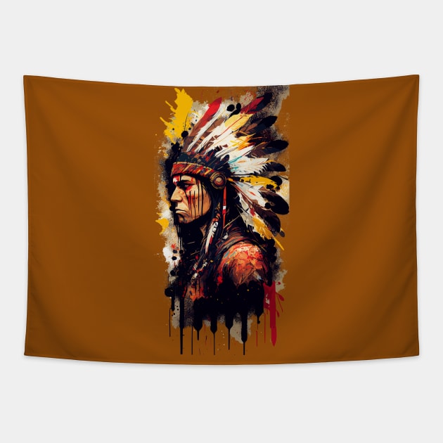 Native American Warrior V2 Tapestry by Peter Awax