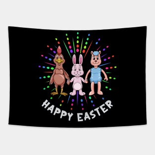Easter bunny Easter lamb and hen - Happy Easter Tapestry