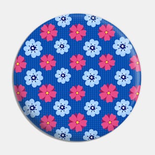 Blue and Pink Flowers Pin