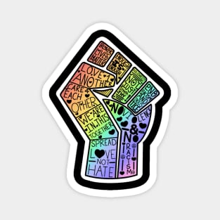 Rainbow Word BLM Fist Magnet