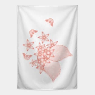 Elegant dusty pink butterflies and flowers Tapestry