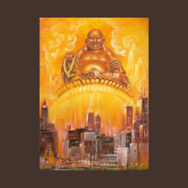 Blissful Jambhala, the God of Wealth, over Chicago. Soul of the Stone: Citrine. by Lala Lotos