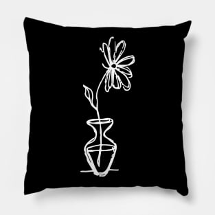 Flower in Vase Doodle White Pillow