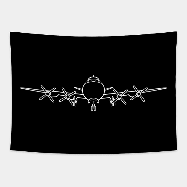 Vickers Viscount 1950s classic aircraft white outline graphic Tapestry by soitwouldseem