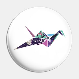 Vaporwave Origami Crane Pin