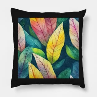 Colorful watercolor leaves pattern Pillow