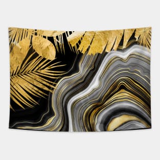 Black Gold marble tropic Tapestry