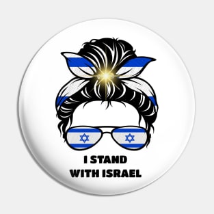 I Stand with Israel, Flag of Israel, Jewish Messy Bun Pin