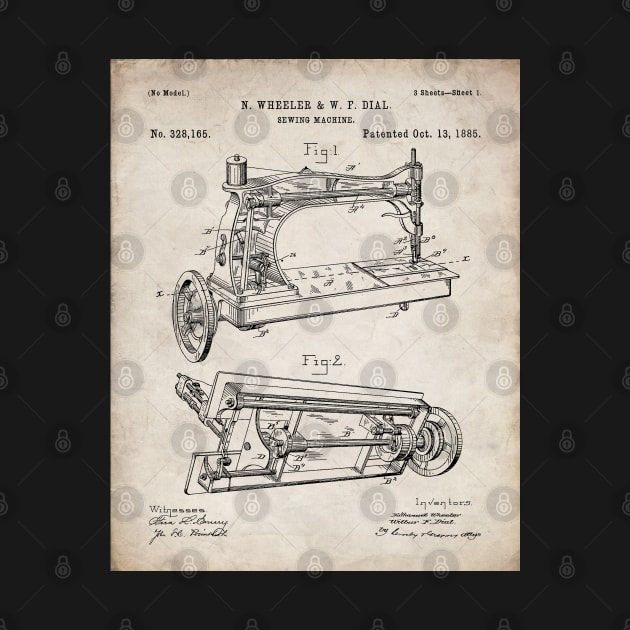 Sewing Machine Patent - Seamstress Craft Sewing Room Art - Antique by patentpress