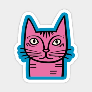 Quirky Pink Cat Magnet