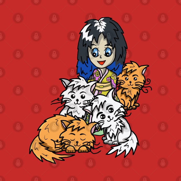 Crazy Cat Lady in a Kimono by cuisinecat