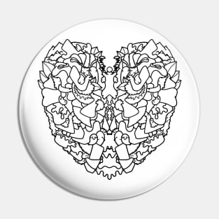 Abstract Design in Shape of a Lung Doodle Art Pin