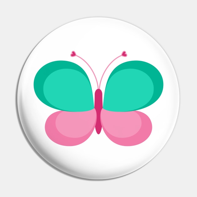 Turquoise and Pink Butterfly Pin by RageRabbit