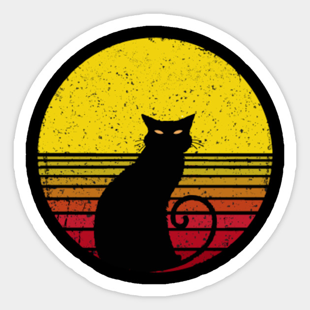 Vintage Scary Halloween Black Cat Black Cat Halloween Sticker