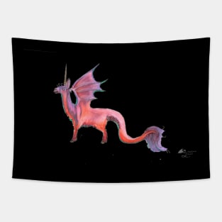 Dragon Reptile Llama Unicorn Red Monster Beast Yin Yang Blue Red Animals Beasts Monsters Dragons Tapestry