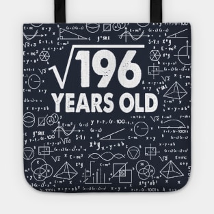 Square Root of 196 14th Birthday 14 Years Old Math Science Lover Gifts Nerdy Geeky Gift Idea Tote