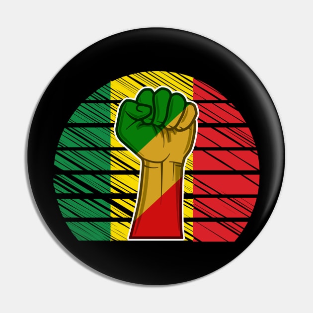 Black Power Fist And Vintage Sunset In African Colors Pin by Harlems Gee