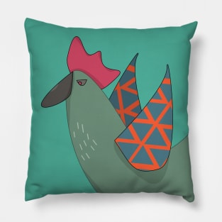 Angry chicken with stripes pattern on wings Pillow