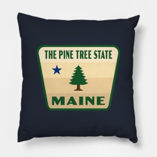 Maine The Pine Tree State Badge Pillow