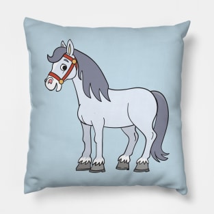 gray horse in the background looks at us Pillow