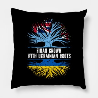 Fijian Grown with Ukrainian Roots Flag Pillow