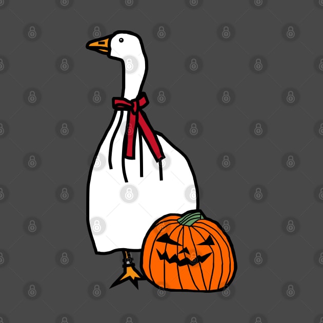 Gaming Goose with Stolen Halloween Horror Pumpkin Ghost Costume by ellenhenryart