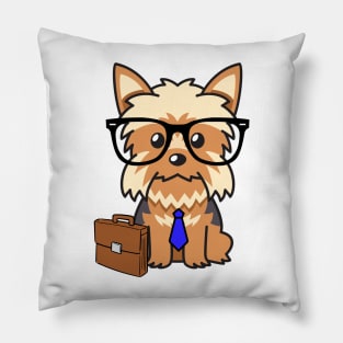 Funny yorkshire terrier is on the way to work Pillow