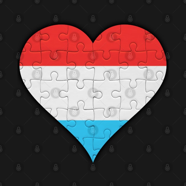 Luxembourgish Jigsaw Puzzle Heart Design - Gift for Luxembourgish With Luxembourg Roots by Country Flags