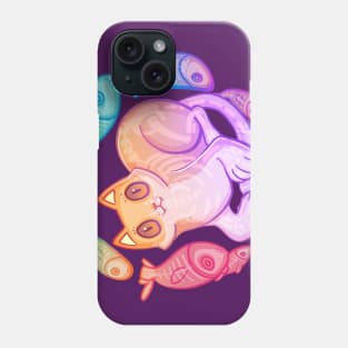 Ghost Cat and Fishes Phone Case