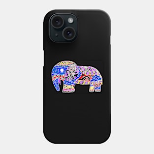 blue mexican totonac elephant in ecopop pattern arts Phone Case