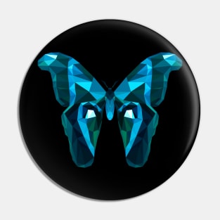 Blue Butterfly Low Poly Abstract Pin