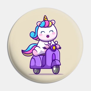 Cute Unicorn Riding Scooter Pin