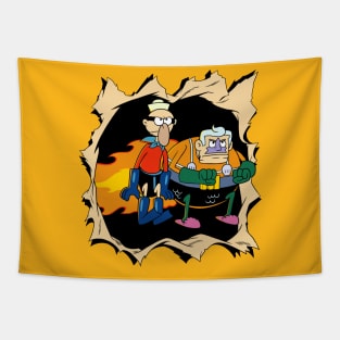 Mermaid Man and Barnacle Boy break the fourth wall Tapestry