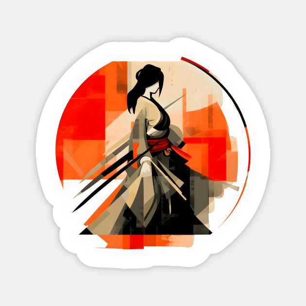 Minimalistic Female Samurai Magnet by UKnowWhoSaid