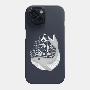 Whale brings town on his back Phone Case