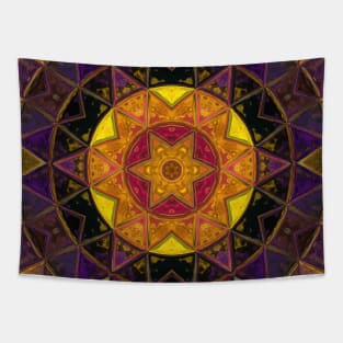 Mosaic Kaleidoscope Flower Purple Yellow and Pink Tapestry