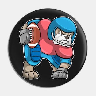 Bulldog at Sports with Football & Helmet Pin