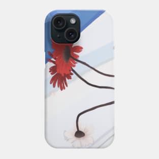 Red flowers in blue room, Red daisy flower, Polaroid cute flower Phone Case