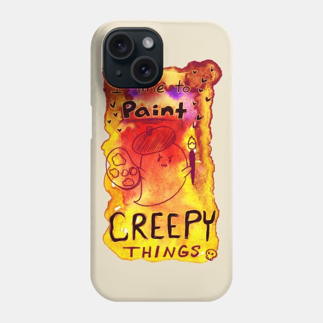 "I like to Paint Creepy Things" Watercolor Ghost Phone Case by saradaboru