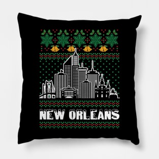 New Orleans Louisiana Ugly Christmas Pillow