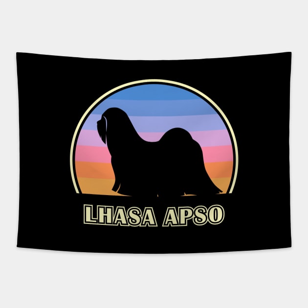 Lhasa Apso Vintage Sunset Dog Tapestry by millersye