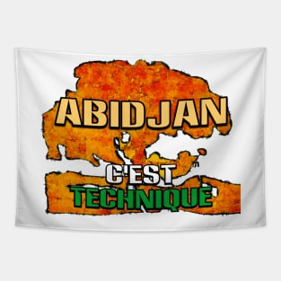 Abidjan Côte d'Ivoire Ivory Coast Flag - C'est Technique Nouchi Street Slang Quote Tapestry