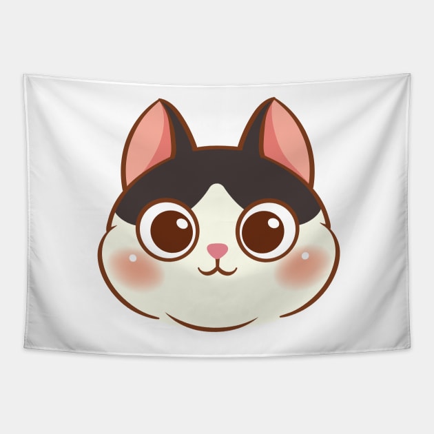 Cartoon cute cat face Tapestry by tomodaging