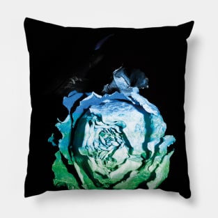 Blue green rose Pillow