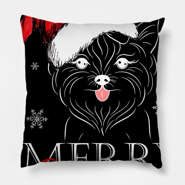 Merry Christmas Yorkshire Santa Gift For Dog Lover Pillow by ROMANSAVINRST